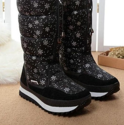 Botas altas con forma de copo de nieve, gruesas, súper suaves y esponjosas