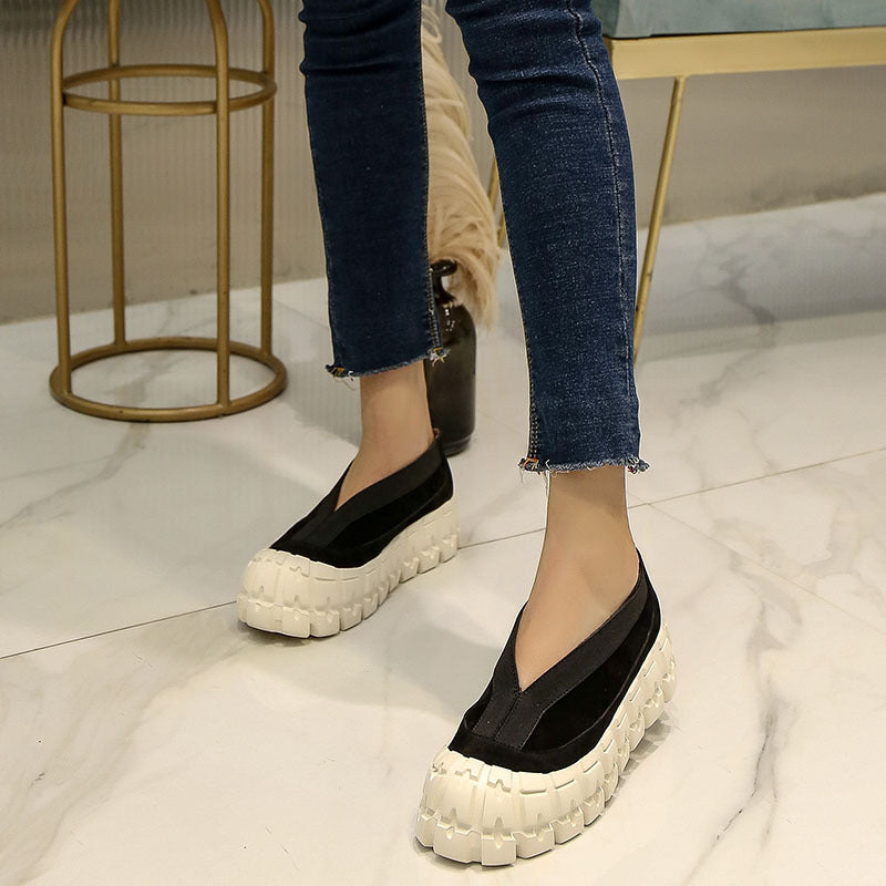 Zapatos casuales Baotou con suela de plataforma y acabado esmerilado