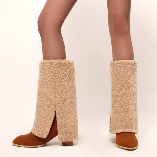 Outono e inverno nova moda pelúcia calças perna botas senhoras moda botas