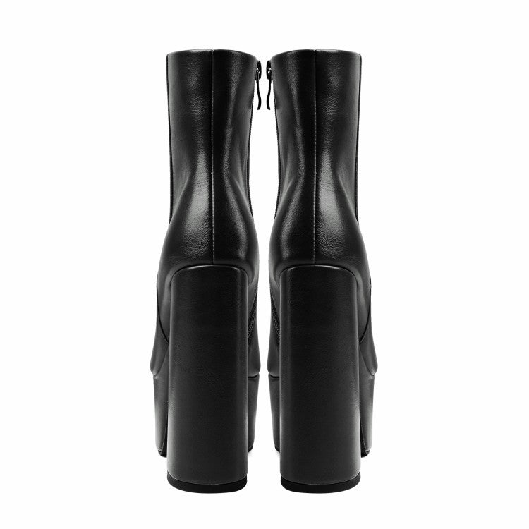 Botas femininas plus size de salto alto e grosso