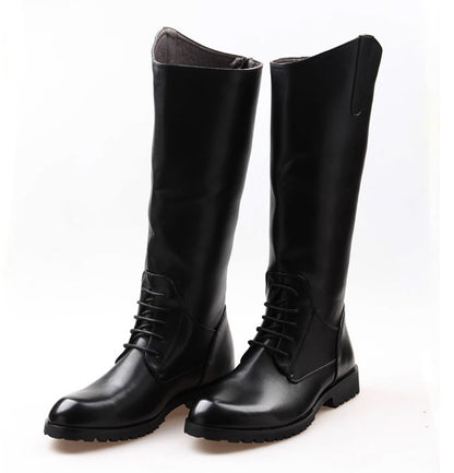 Botas de montaria para mulheres e homens, botas longas de couro à prova d'água, pretas, marrons, botas altas até o joelho