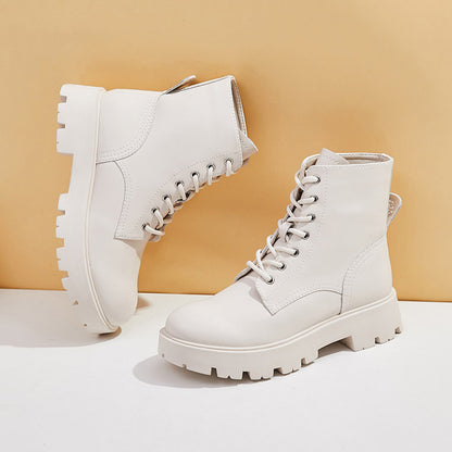 Botas cortas estilo británico de mujer con plataforma de cuero Martin