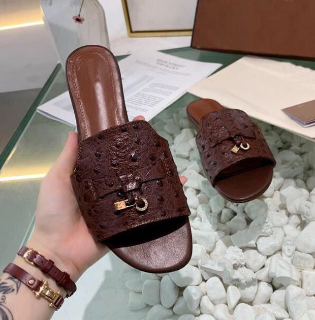 Zapatos planos de cuero con punta recta para mujer, nuevos de verano