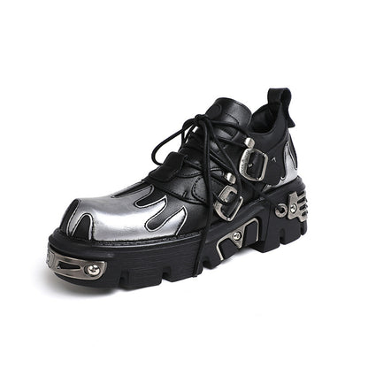 Zapatos de plataforma punk negros de microfibra