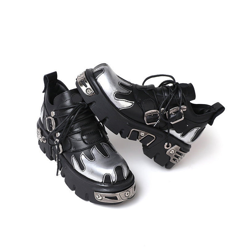 Zapatos de plataforma punk negros de microfibra