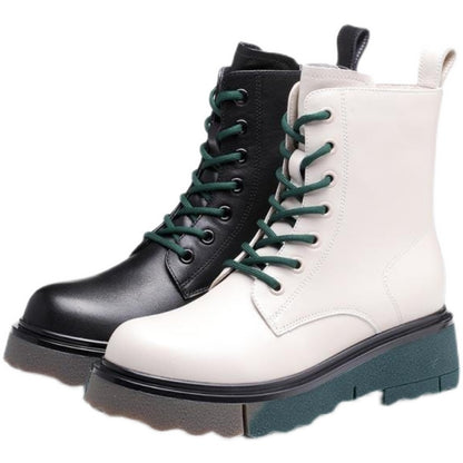 Botas cortas retro de punta redonda para mujer