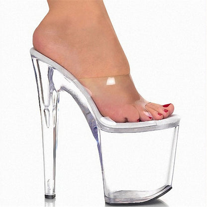 Transparent crystal high heels