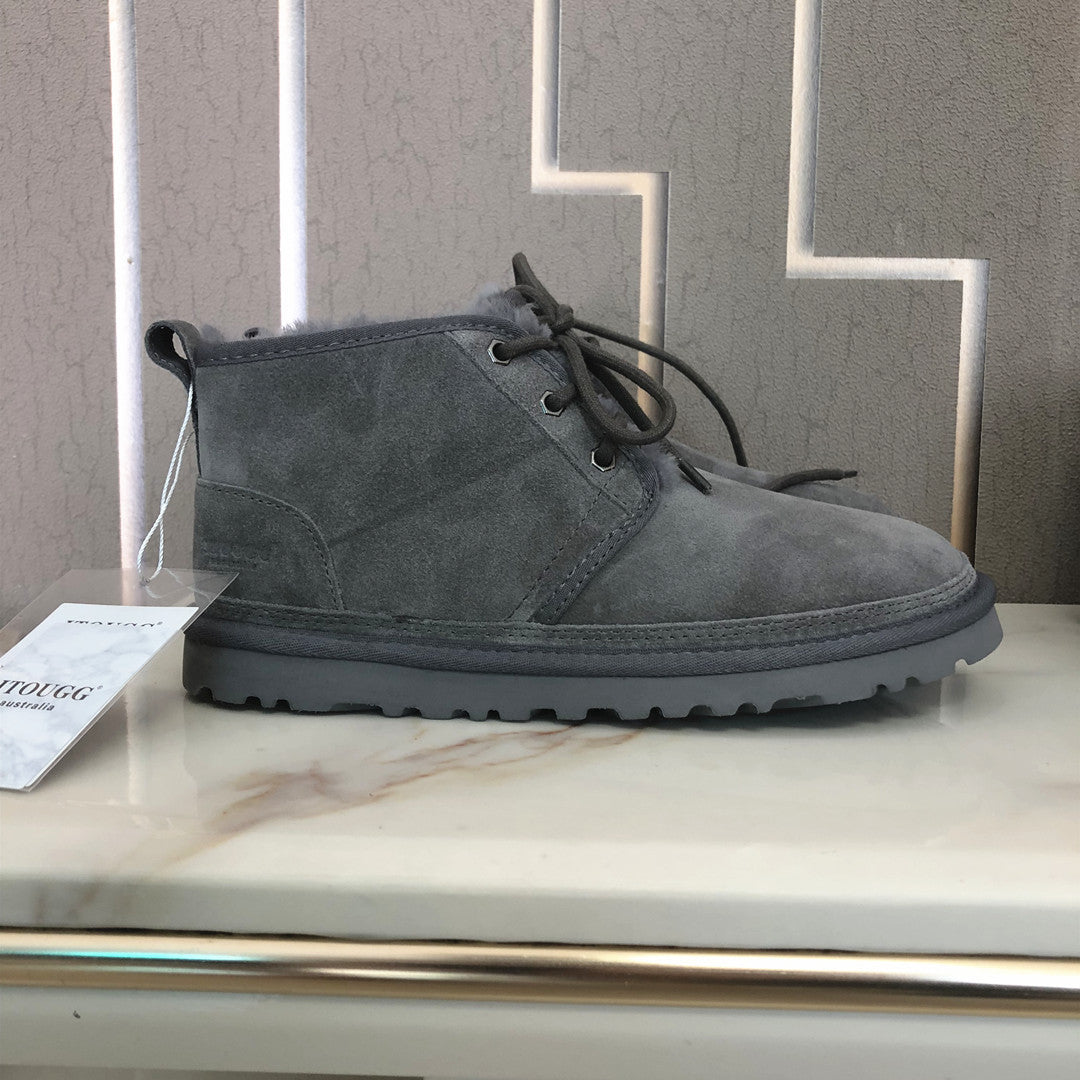 Botas de nieve altas y peludas para hombre, zapatos de algodón esmerilado