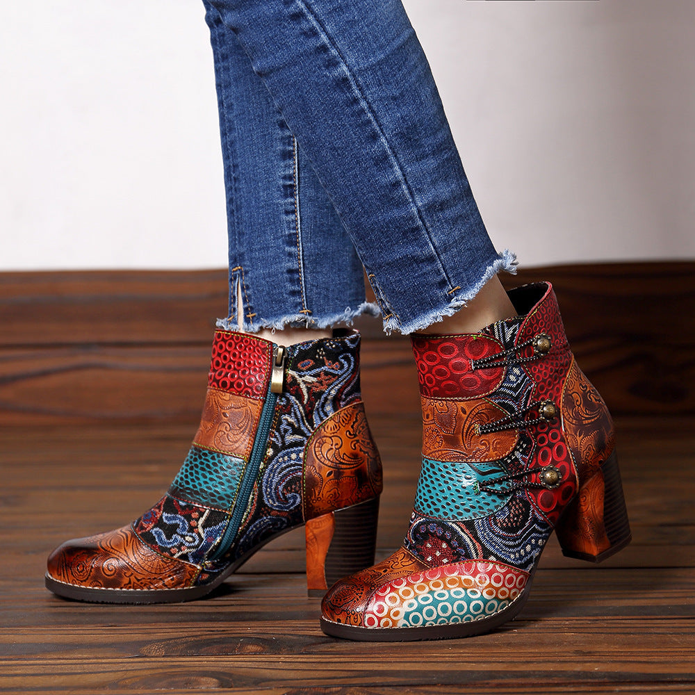 Botas vintage com salto grosso