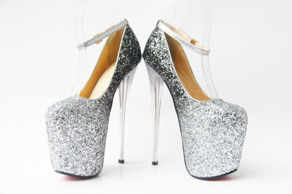 Super High Stiletto Heel 19cm Gradient Shallow Mouth Sequins Nightclub