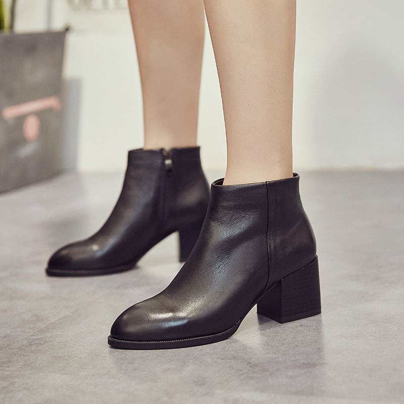 Botas de couro femininas de outono e inverno 2021 novas e botins