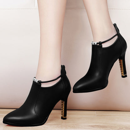 In the autumn of new Korean female high-heeled shoes all-match pointed shoes with a fine waterproof black ladies shoes