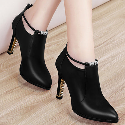 In the autumn of new Korean female high-heeled shoes all-match pointed shoes with a fine waterproof black ladies shoes