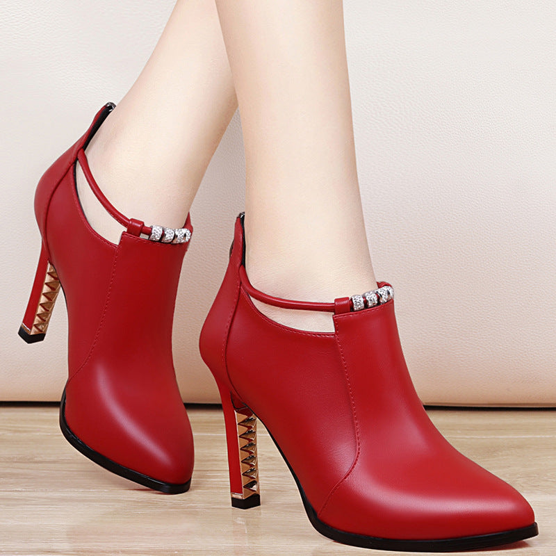 In the autumn of new Korean female high-heeled shoes all-match pointed shoes with a fine waterproof black ladies shoes