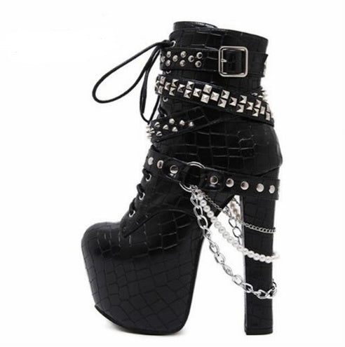 High Heel Rivet Punk Boots