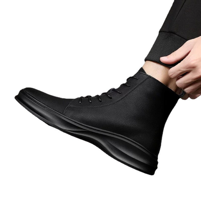 Botas Martin para hombre, zapatos de cuero negros para las cuatro estaciones