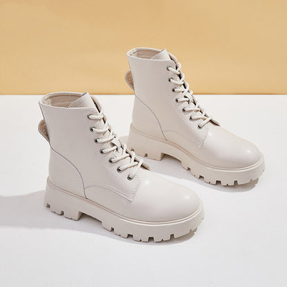 Botas cortas estilo británico de mujer con plataforma de cuero Martin