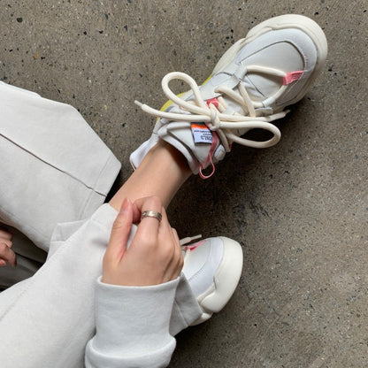 Zapatillas de plataforma con cuña y cordones para mujer, informales, de color a juego