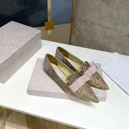 Zapatos de novia de tacón de aguja francés plano con cristales para mujer