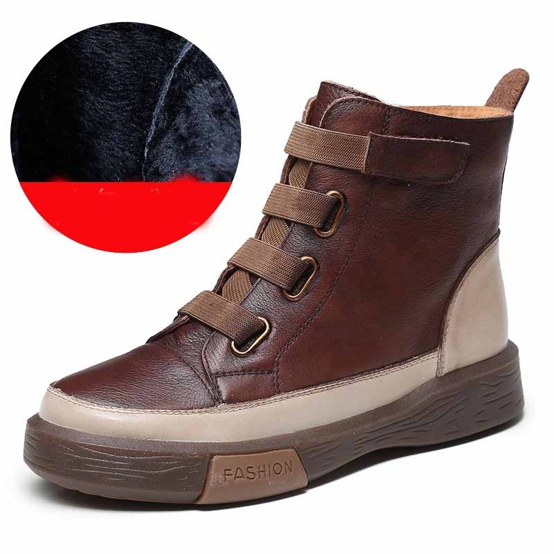 Botas de couro de cano alto com bloco de cores e sola macia