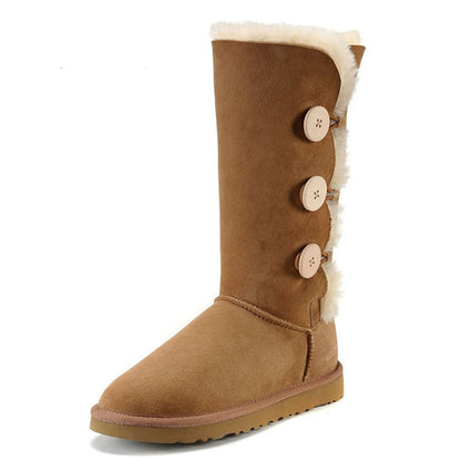 Snow boots women's fur one high tube