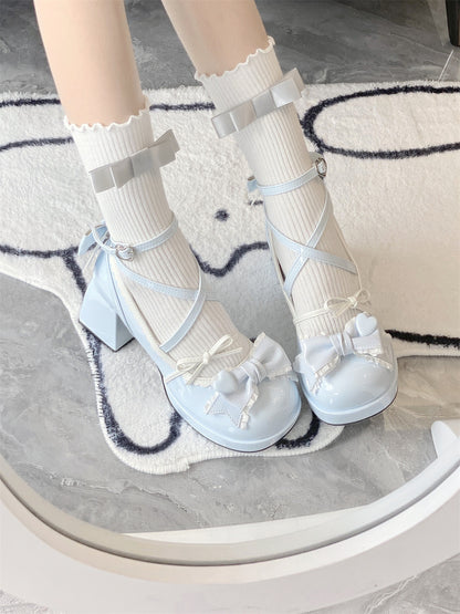 Zapatos de plataforma de tacón medio de una sola capa, bonitos, zapatos de lolita para mujer