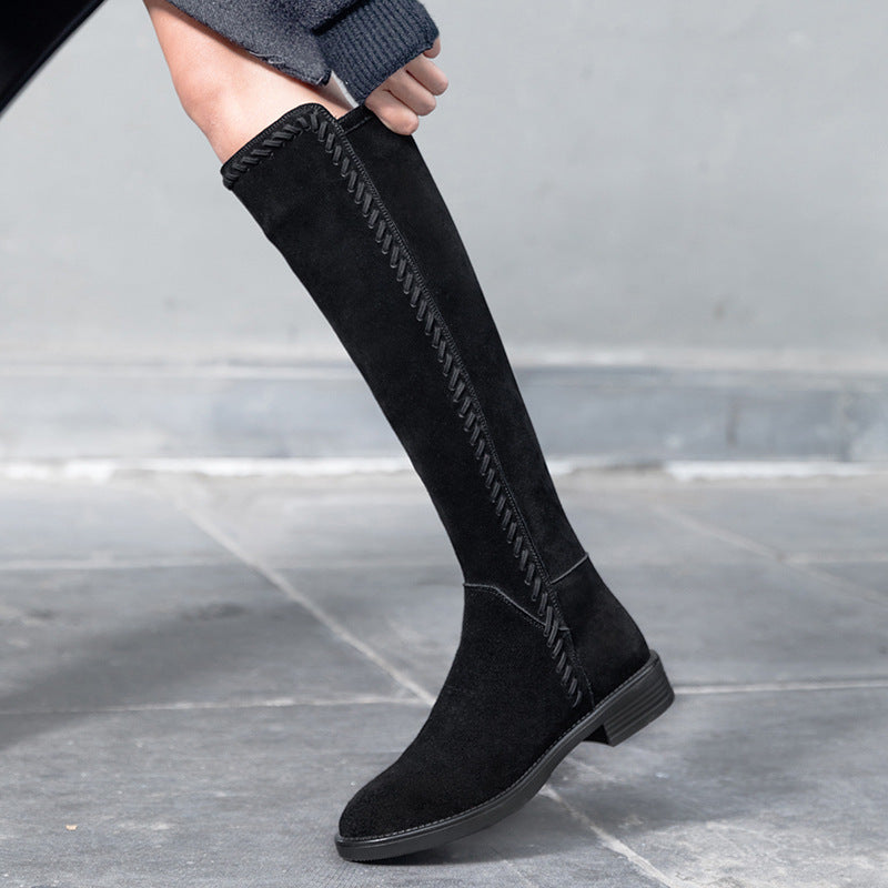 Outono e inverno novas botas de montaria femininas estilo britânico