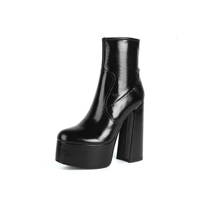 Botas Cortas De Mujer Tacón Grueso Plataforma Impermeable Tacones Súper Altos Modelo Pasarela Hate Sky High