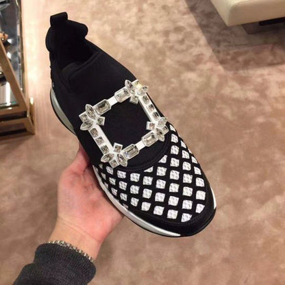 Zapatos de mujer con hebilla cuadrada y diamantes de imitación