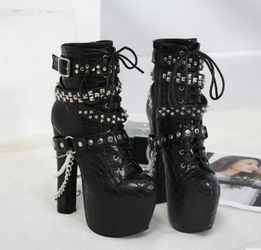 High Heel Rivet Punk Boots