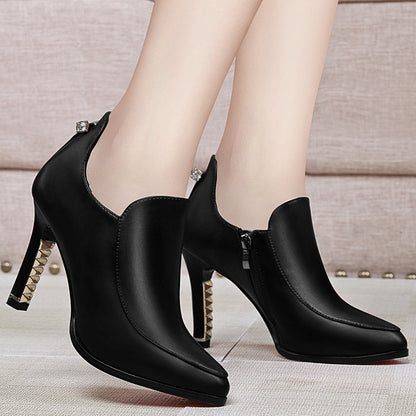 In the autumn of new Korean female high-heeled shoes all-match pointed shoes with a fine waterproof black ladies shoes