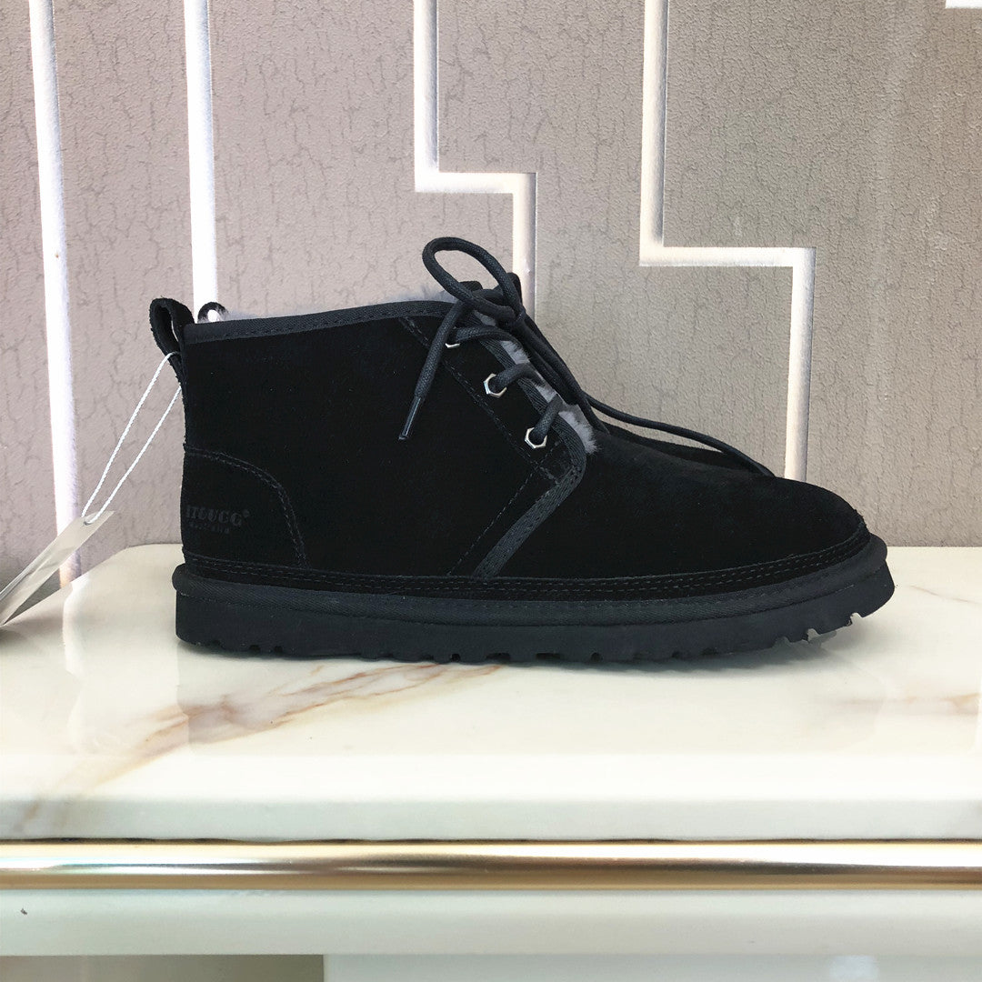 Botas de nieve altas y peludas para hombre, zapatos de algodón esmerilado