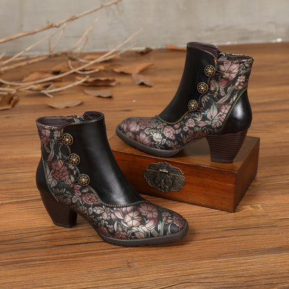 Zapatos de mujer de estilo retro con flores, de estilo europeo y americano