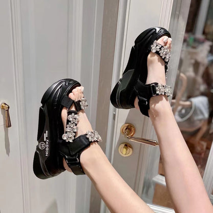 Sandalias de plataforma con diamantes de imitación para mujer, estilo hada, zapatos de plataforma bohemios salvajes, productos europeos