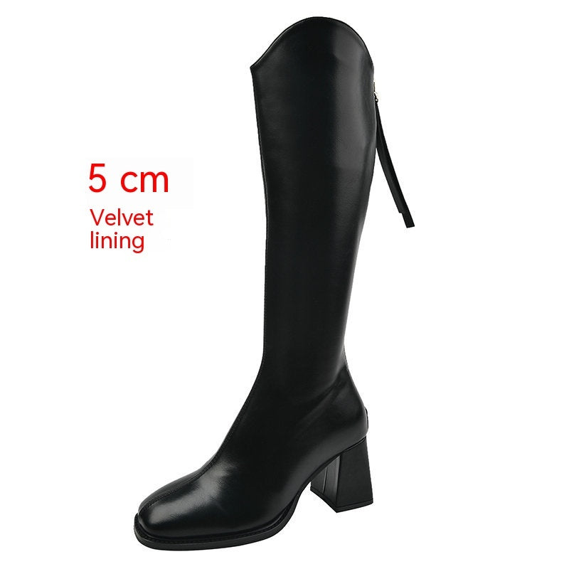 Botas longas elásticas femininas plus size abaixo do joelho