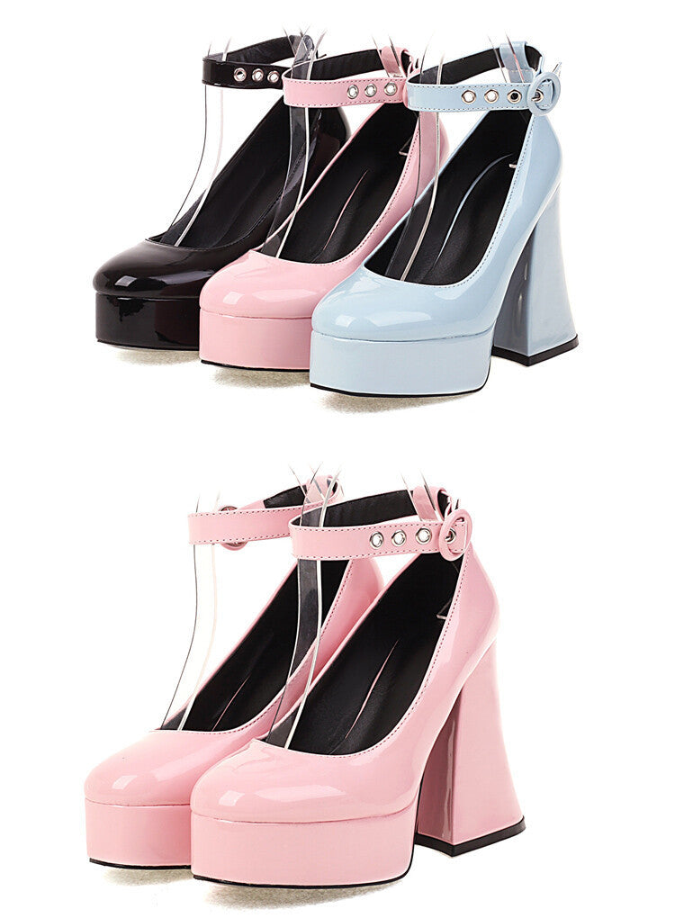 Platform 35-43 Size Buckle Chunky Heel Fashion Shoes