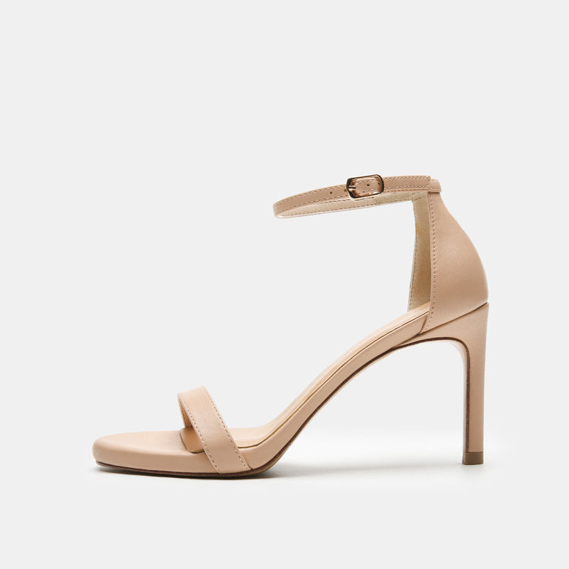 Sandalias de tacón alto con plataforma de 12 cm y tacón de aguja en color nude que combinan con todo