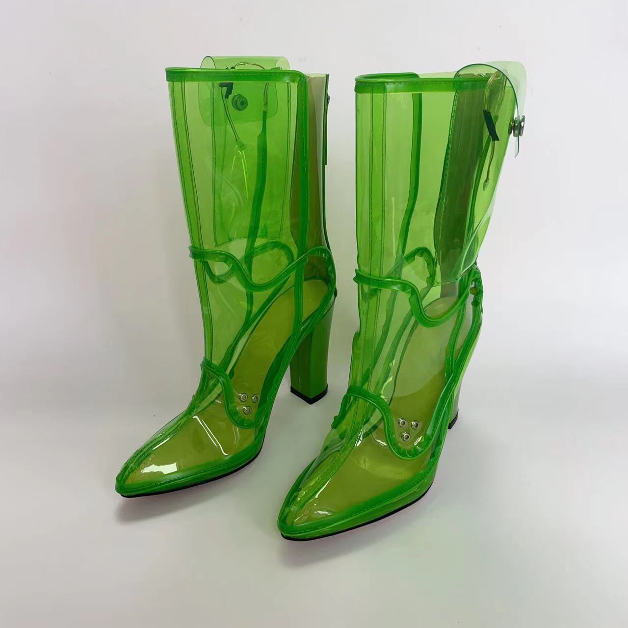 Botas transparentes con luces intermitentes para mujer