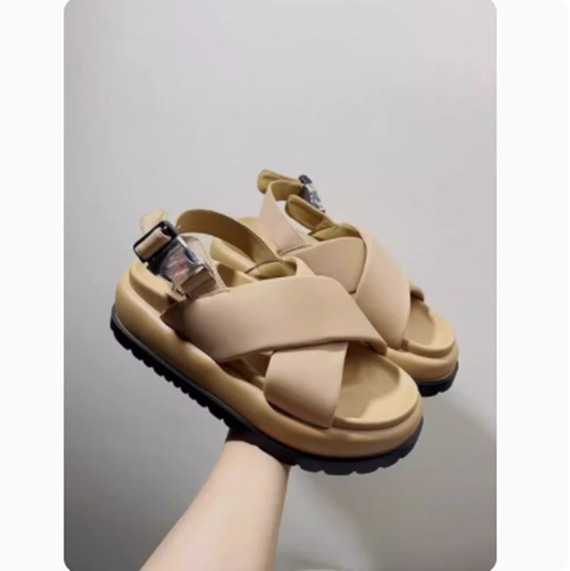 New Leather Retro Cross Roman Women's Sandals