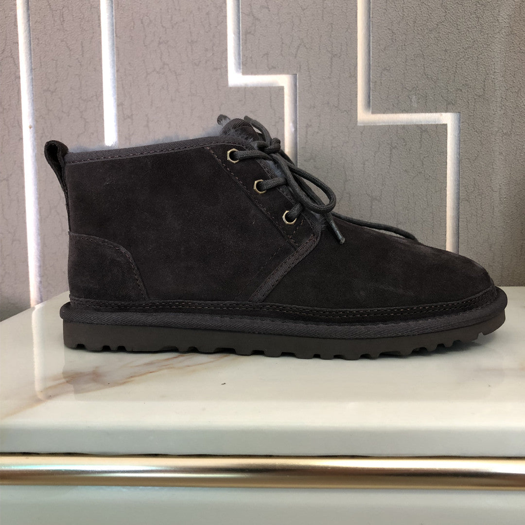 Botas de nieve altas y peludas para hombre, zapatos de algodón esmerilado