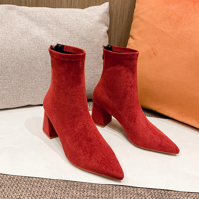 Botas cortas rojas de mujer