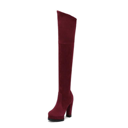 Botas femininas skinny com elasticidade acima do joelho tamanho grande