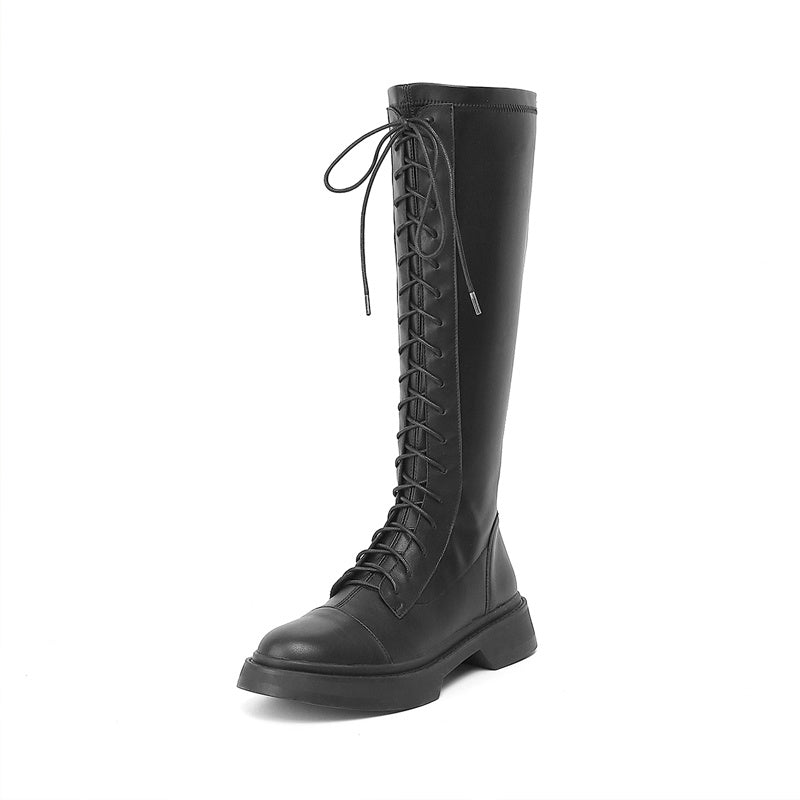 Botas altas con plataforma para mujer, modernas y sencillas