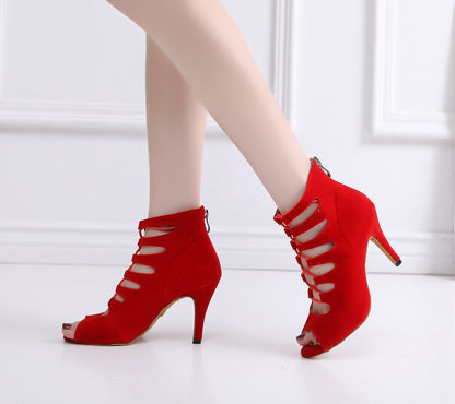 Women's Soft Bottom Peep Toe High Heel Ankle Boots