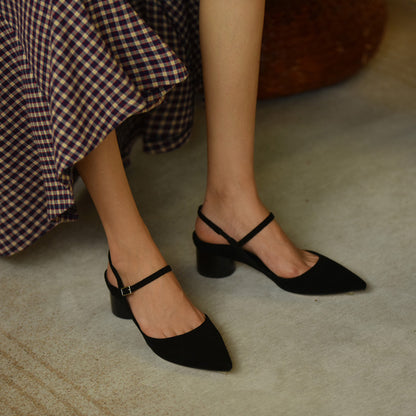 Black Pointed Toe Sexy Commuter Mary Jane Shoes