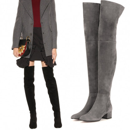 Flat Boots Over The Knee Boots Gray Women's Boots High Boots