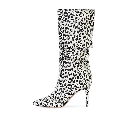 Botas de tacón alto de aguja con estampado de leopardo sexy para mujer en invierno