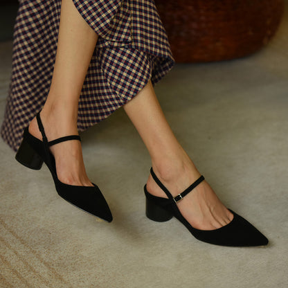 Black Pointed Toe Sexy Commuter Mary Jane Shoes