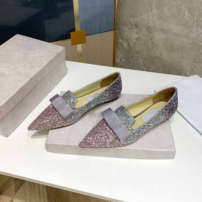 Zapatos de novia de tacón de aguja francés plano con cristales para mujer