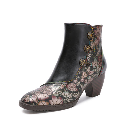 Zapatos de mujer de estilo retro con flores, de estilo europeo y americano